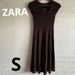 新品タグ付き！ZARA ☆ダークブラウンニットワンピース S
