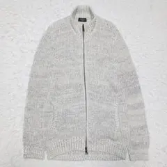 ✨美品✨エポカウォモ　ジップアップ　ドライバーズニット　シルク混　50 グレーのサムネイル