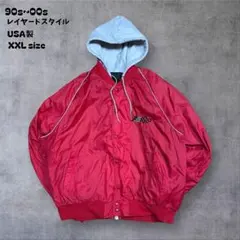 90s~00sフード付ナイロンスタジャンレイヤードキルティングビッグサイズXXL