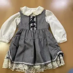 セレモニーセットアップ　チェック柄オフホワイトブラウス　卒園式　入学式