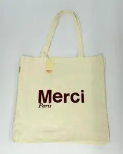 新品】MERCI メルシートートバッグ クリーム ワインレッド