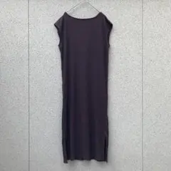 2376【ROUge Vif】リブ編ノースリーブロングワンピース スリット