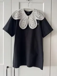 Rokh(ロク)レース付き襟 ブラック Tシャツのサムネイル