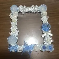 B8 ホイップデコ 青色 バラ リボン 蝶々 トレカケース