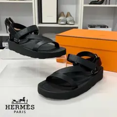 極美品✨箱付き】HERMES エルメス ジニアス 黒 サンダル サイズ35.5
