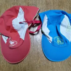 フラップキャップ AQA スイミングキャップ ブルー ピンク M セット