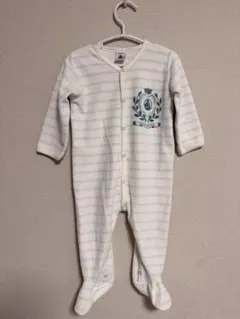 【人気】PETIT BATEAU ロンパース12m74cm前開き足つきボーダー
