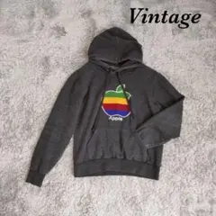 ヴィンテージ プルオーバー パーカー 長袖 スウェット 刺繍 アップル 뒤 기모