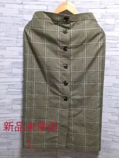 GU シアサッカーチェックナロースカートL