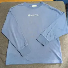 スヌーピーPEANUTS 青 七分袖　キッズカットソー　140cm