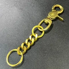 新品 真鍮 真鍮無垢 キーリング 全長約14cm 幅13mm ブラス