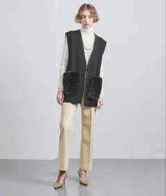 UNITED ARROWS ファー付きブラックベスト