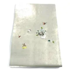 帯6337 ●高級 正絹 刺繍 名古屋仕立て 名古屋帯 カブ ナス 成り物