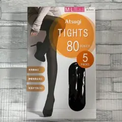 Atsugi アツギ 80デニール タイツ 5足組 黒 ブラック M～L　発熱