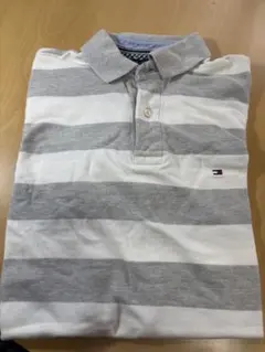 TOMMY HILFIGER トミーヒルフィガー　ポロシャツ（太い白黒ボーダ柄）