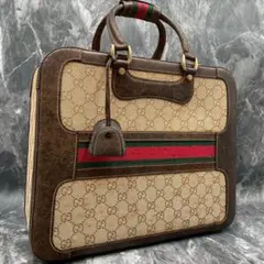 ✨美品✨GUCCI GG シェリーライン ボストンバッグ ブラウン ロゴ 金具
