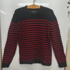 DIESEL　ボーダークルーネックセーター　 ブラック/レッド 黒 赤のサムネイル
