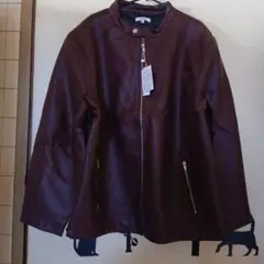 バーガンディ レザー シングルライダースジャケット3L