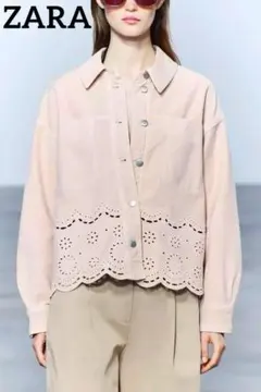 新品未使用 ZARA 刺繍 エンブロイダリー シャツ ジャケット S ラスト1点