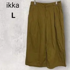 イッカ ガウチョパンツ ワイドパンツ L ブラウン 無地 綿100% シンプル