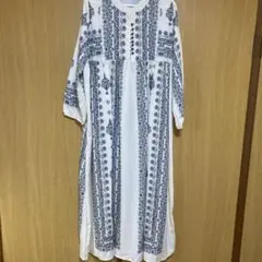 花柄プリント Lサイズ 長袖シャツワンピース