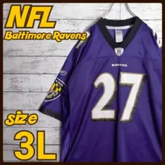 NFLアメフト レイブンズ ゲームシャツ ロゴ 袖ロゴ プリント 両面 パープル