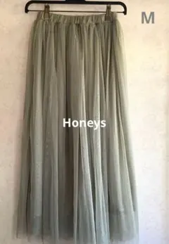 Honeys チュールフレアスカート　グリーン　M