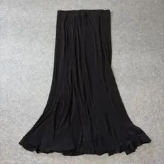 ロングフレアスカート マキシ丈 ウエストゴム 黒 グランジ y2k ダークコア