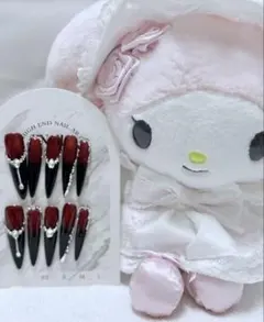 ネイルチップセット（赤・透明・黒）