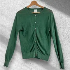 Spick & Span リネンクルーカーディガン グリーン 麻100%