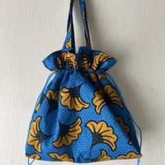 アフリカ布巾着袋2ウェイトートバッグイチョウハンドメイド
