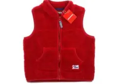 【ほぼ未使用】ミキハウス 90 ボアベスト フリースベスト赤