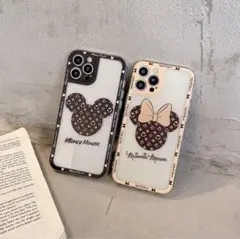ミッキー iPhoneケース クリア カバーモノグラム 耐衝撃 ミニー