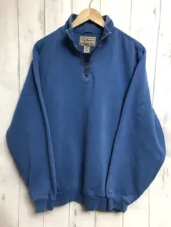 L.L.Bean ハーフジップ スウェット 無地 M TALL ブルー r38のサムネイル