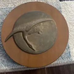 鳥のレリーフ 木製飾り皿 置物