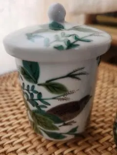 昭和レトロ　九谷焼　暁堂　蓋つき　夫婦湯飲み