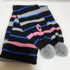 COMME CA ISM ボーダー マフラー ポンポン付き