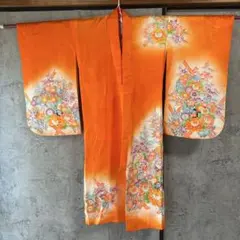 女児ポリエステル着物ハギレ身丈100cm