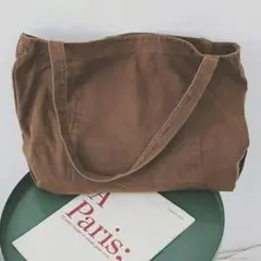 新品✬キャンバス トートバッグ ブラウン 大きめ シンプル 男女兼用のサムネイル