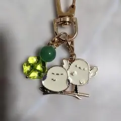 天然石とシマエナガのキーホルダー