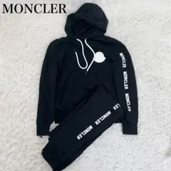 【美品】MONCLER セットアップ　ブラック パーカー Mサイズ 正規品　ロゴ