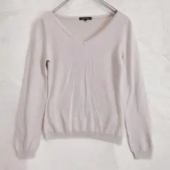 23区 Vネック ニット セーター 長袖（M）ライトベージュ ウール100%