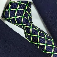 【141】 BVLGARIネクタイ 格子柄 セッテピエゲ グラデーション