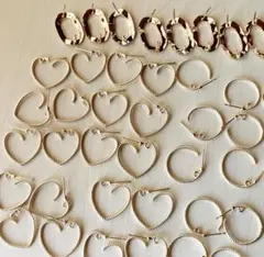 ピアス素材まとめ売り　フープ　猫　ハート　星