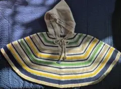 familiar フード付きストライプポンチョ 60-90cm