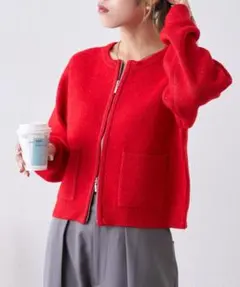 w closet Wジップラメニットカーデ イガン　レッド