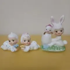 昭和レトロ　うさぎ　ひつじ　陶器　置物　2点セット品 昭和レトロ うさぎ ひつじ 陶器 置物 2点セット品 - メルカリ
