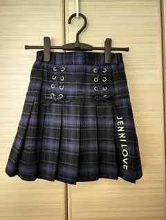 JENNI LOVE プリーツスカート 黒と青のチェック