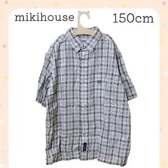 150cm ミキハウス　シャツ　半袖　チェック　ボタンダウン