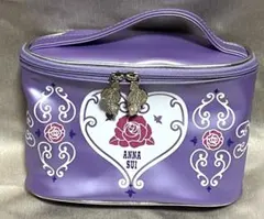 ANNA SUI ビニール製パールパープルのローズポーチ